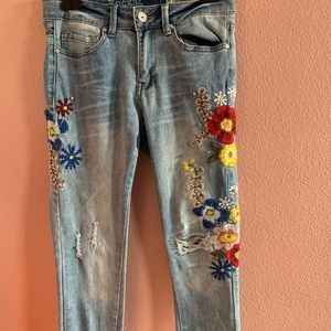 Hand-stitched Floral Pants